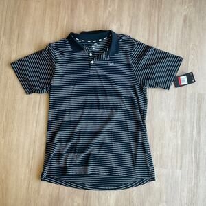 New Mens Nike Black polo striped shirt preppy skater casual business casual sz L